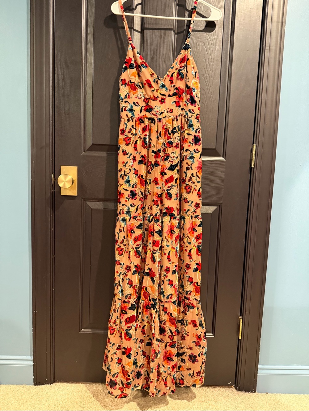 Spaghetti Strap Peach Floral Maxi jumpsuit